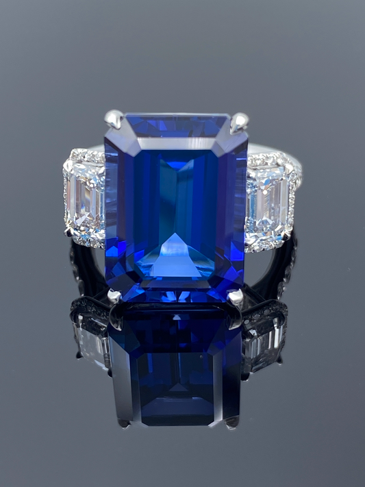 Blue Sapphire and Diamond Ring in Platinum - L and L Jewelry