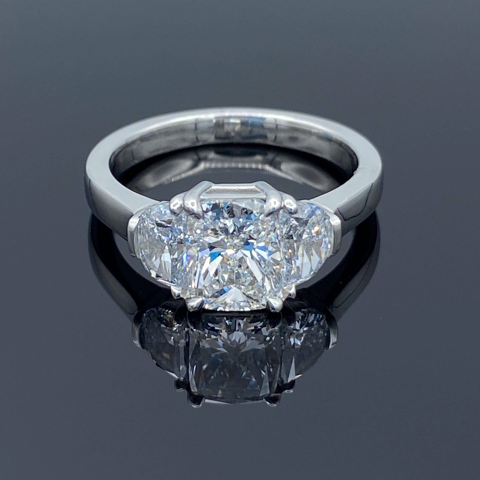 Three Stone Diamond Engagement Ring in Platinum - L and L Jewelry