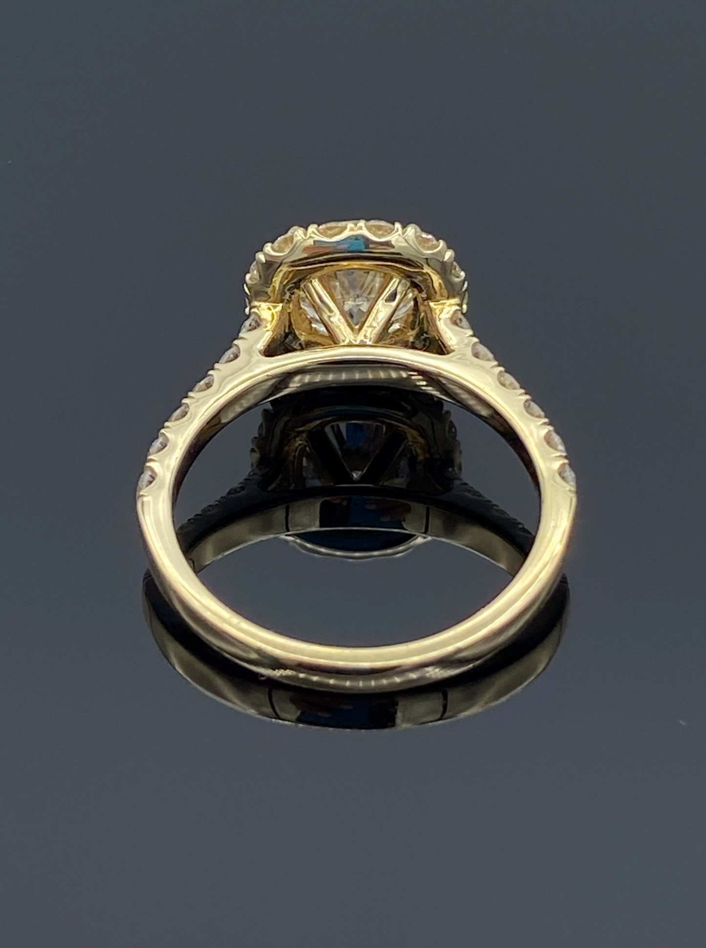 Halo Round-Cut Diamond Engagement Ring in 14K Yellow Gold - L and L Jewelry