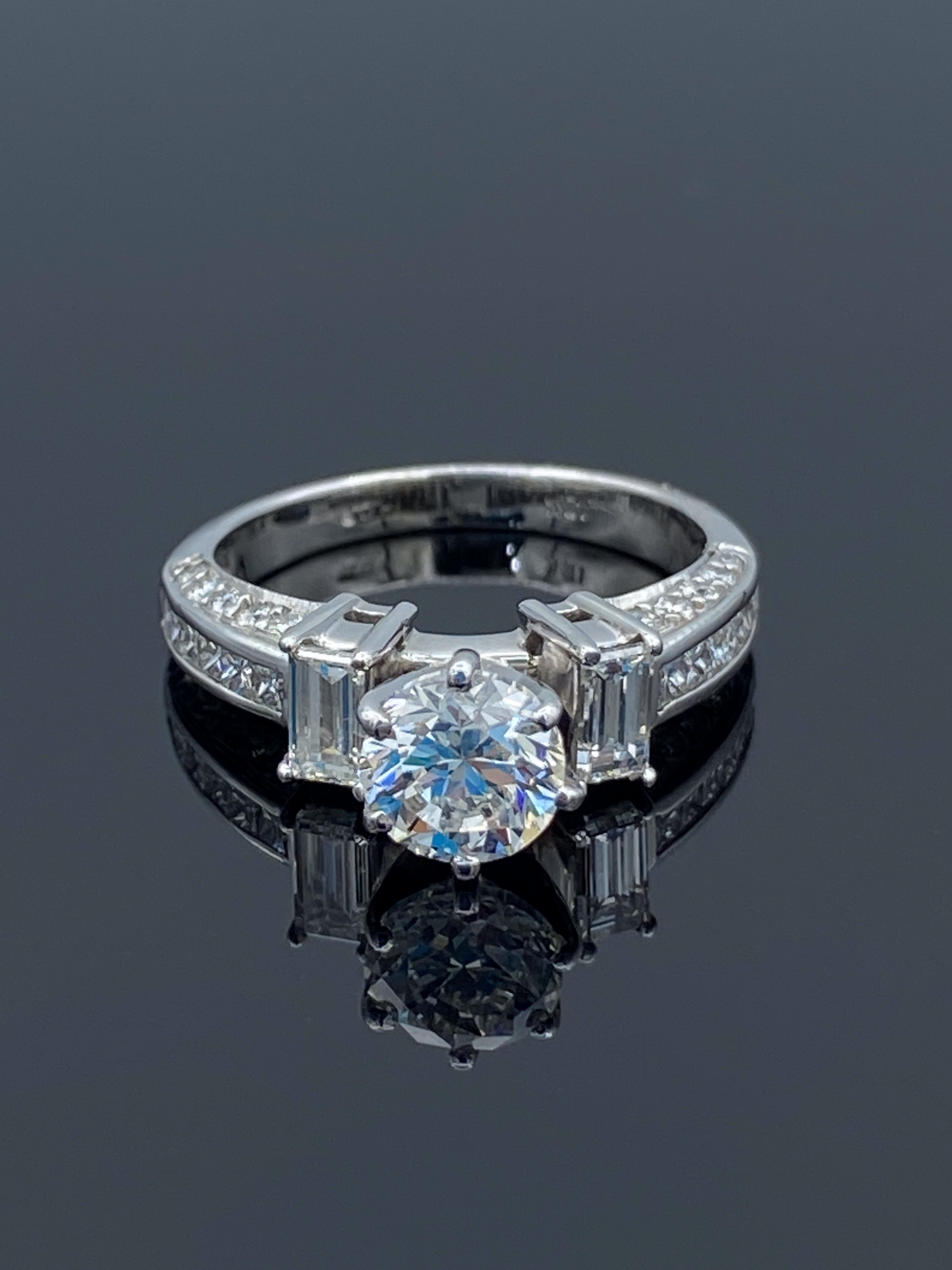 Three-Stone Diamond Engagement Ring in 18K White Gold - L and L Jewelry