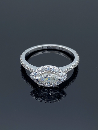 Marquise-Cut Diamond Engagement Ring in 14K White Gold - L and L Jewelry