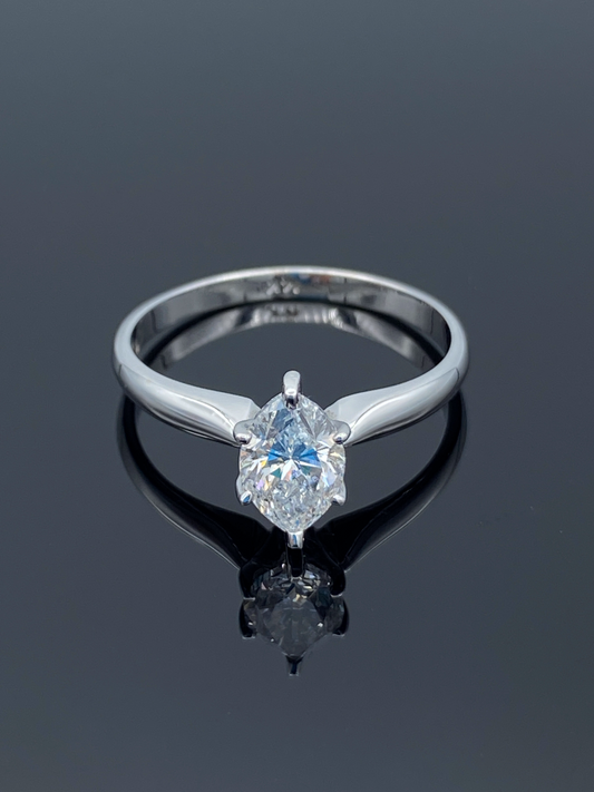 Solitaire Marquise-Cut Diamond Engagement Ring in 14K White Gold - L and L Jewelry