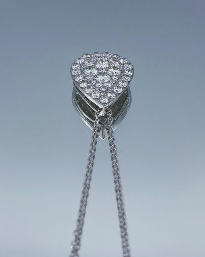 Pear-Shape Cluster Diamond Necklace in 14K White Gold - L and L Jewelry