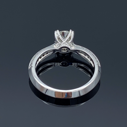 Prong-Set Round-Cut Diamond Engagement Ring in 14K White Gold - L and L Jewelry