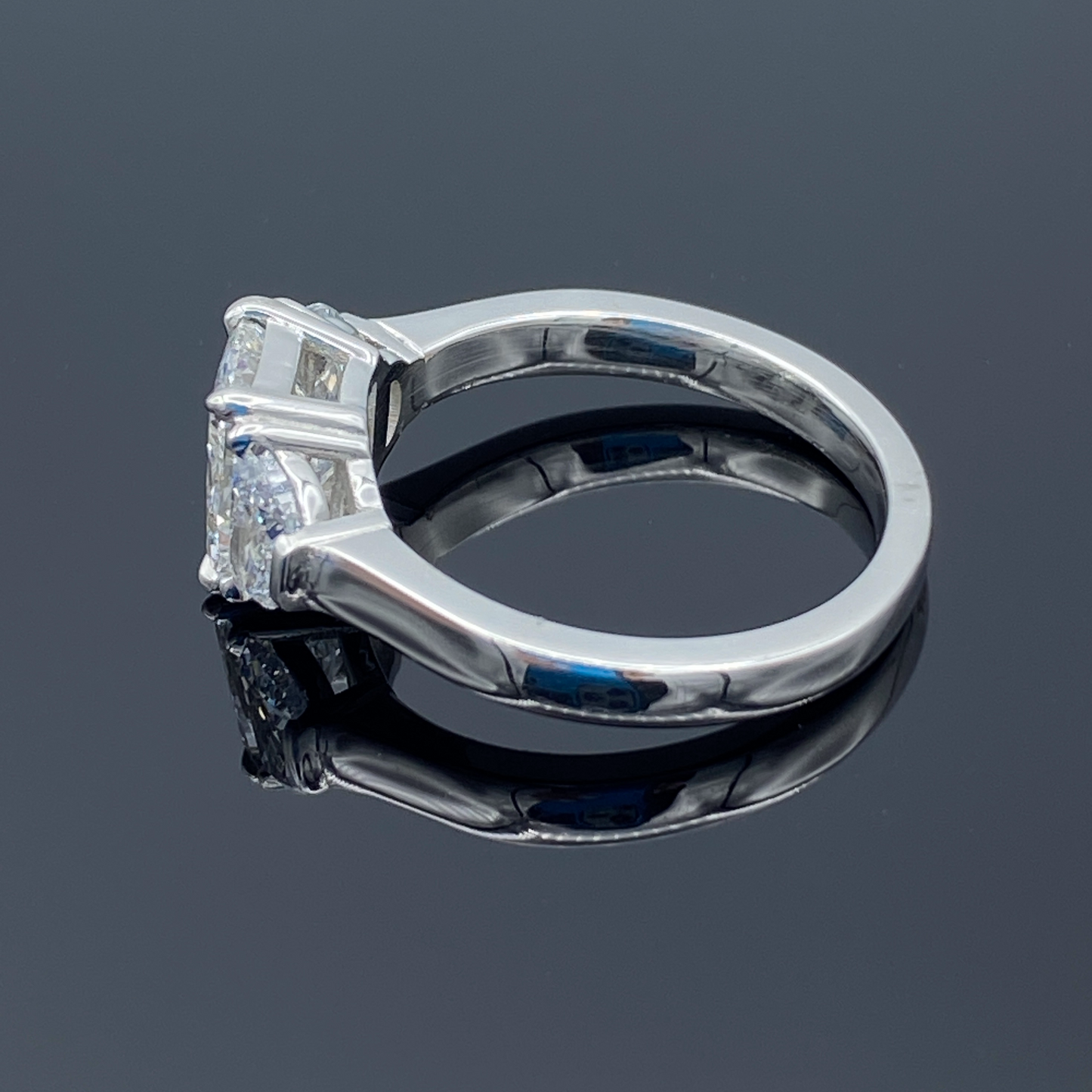 Three Stone Diamond Engagement Ring in Platinum - L and L Jewelry