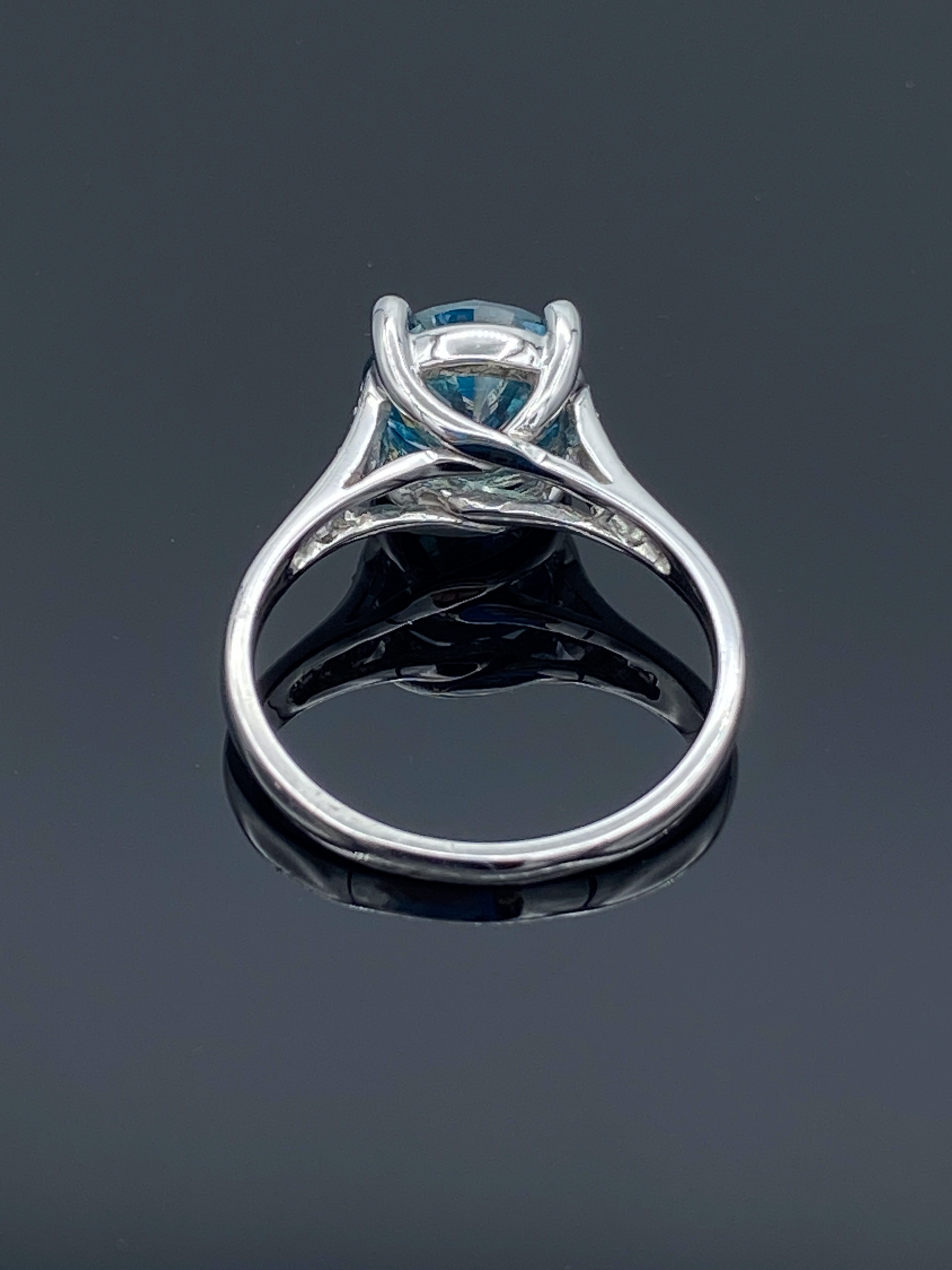 Round-Cut Blue Diamond Engagement Ring in 14K White Gold - L and L Jewelry