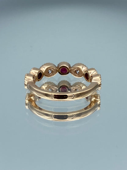 Round-Cut Ruby and Diamond Ring in 14K Rose Gold - L and L Jewelry