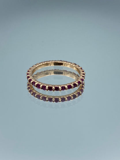 Round-Cut Ruby Eternity Ring in 14K Rose Gold - L and L Jewelry