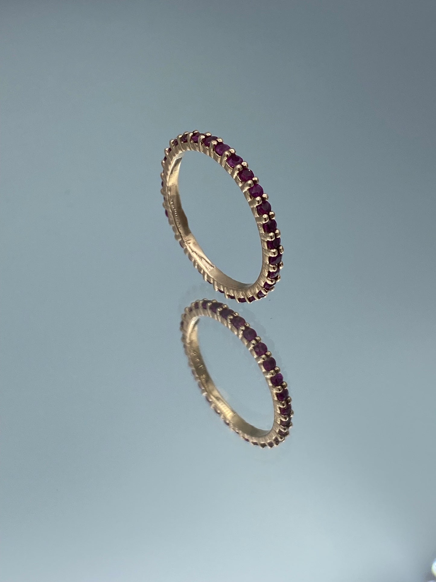 Round-Cut Ruby Eternity Ring in 14K Rose Gold - L and L Jewelry