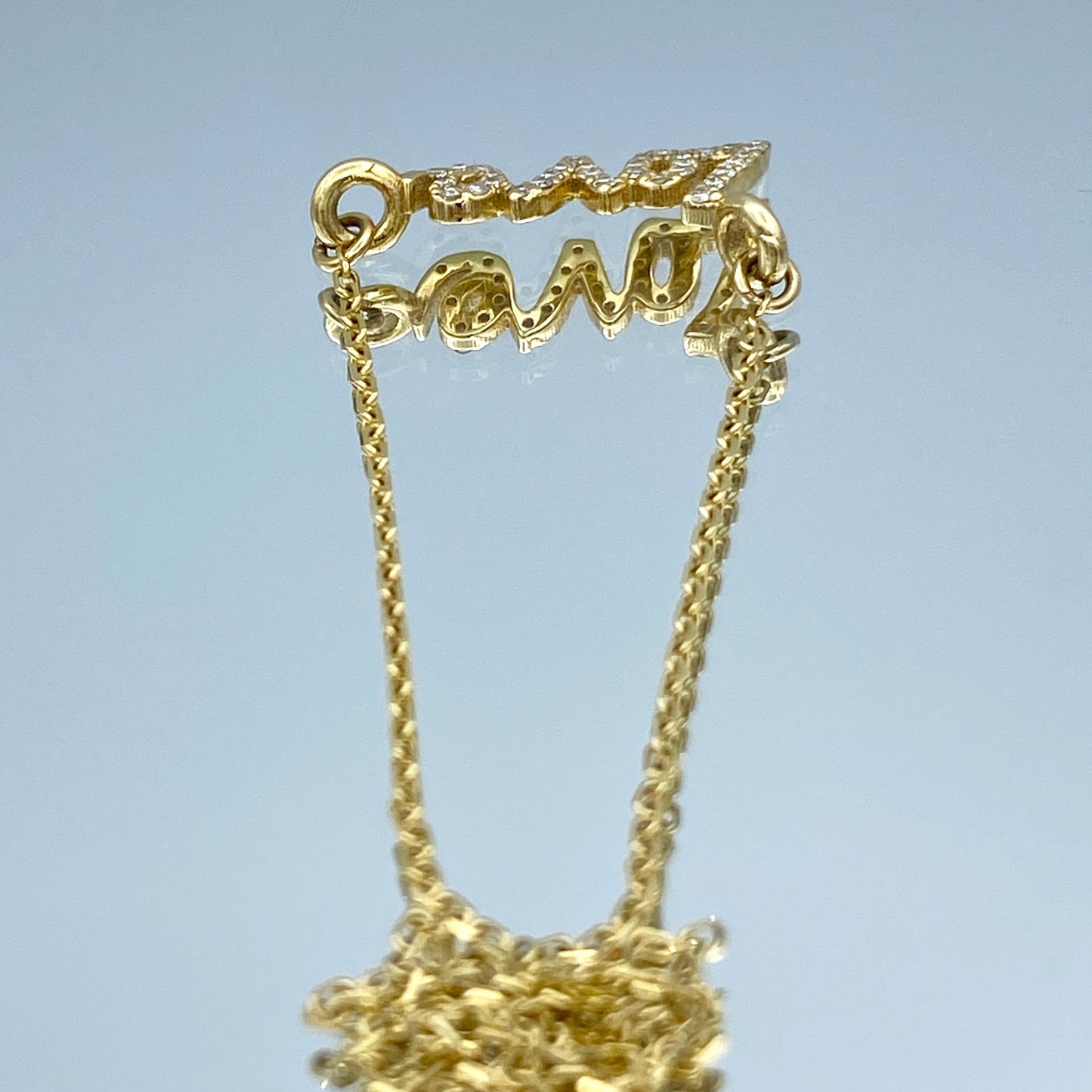 Script Love Diamond Pendant in 14K Yellow Gold - L and L Jewelry