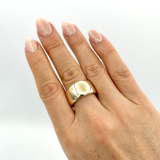 High Polish Wide Gold Ring in 14K Yellow Gold - L and L Jewelry