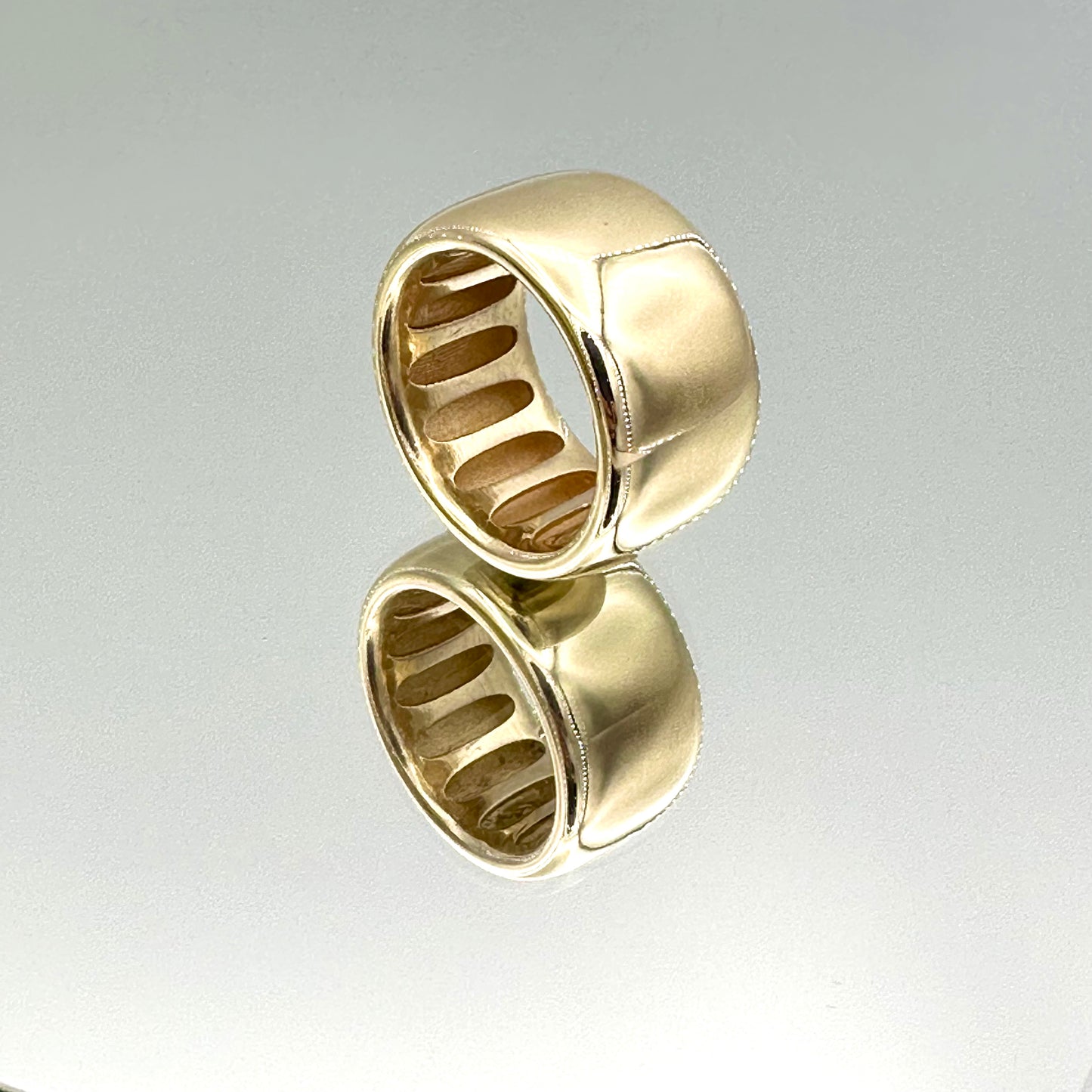 High Polish Wide Gold Ring in 14K Yellow Gold - L and L Jewelry