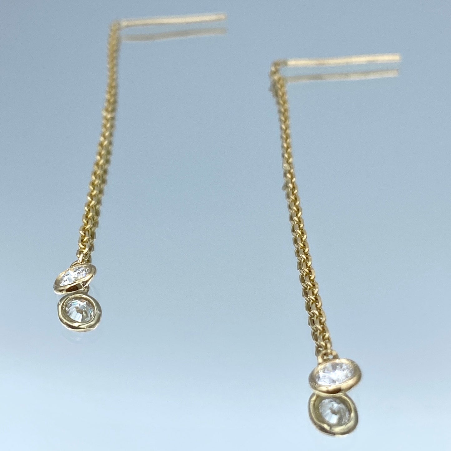 Linear Drop Diamond Statement Earrings in 14K Yellow Gold - L and L Jewelry