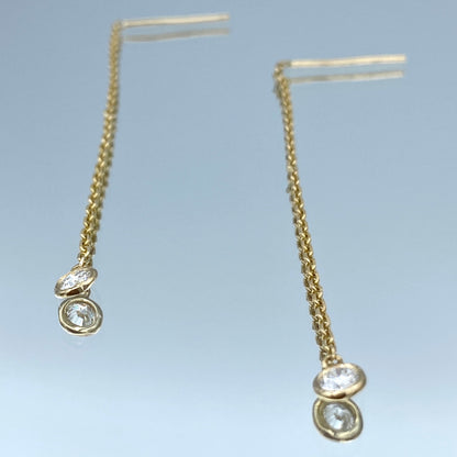 Linear Drop Diamond Statement Earrings in 14K Yellow Gold - L and L Jewelry