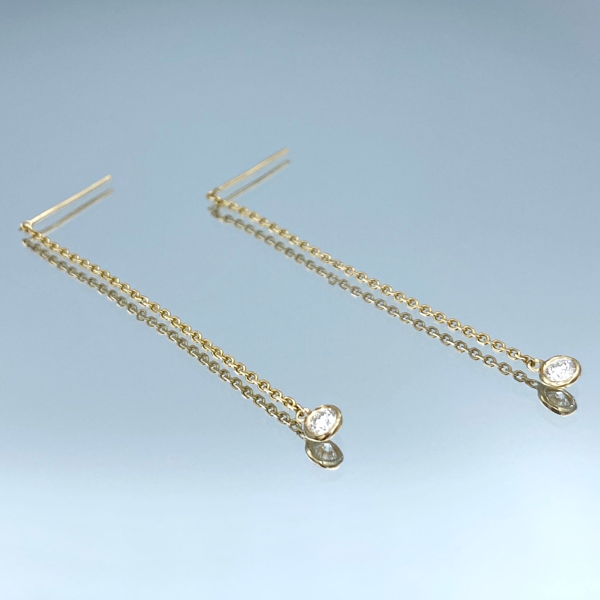 Linear Drop Diamond Statement Earrings in 14K Yellow Gold - L and L Jewelry