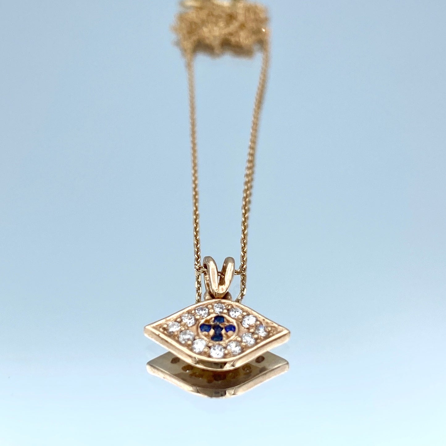 Evil Eye Sapphire and Diamond Pendant in 14K Rose Gold - L and L Jewelry