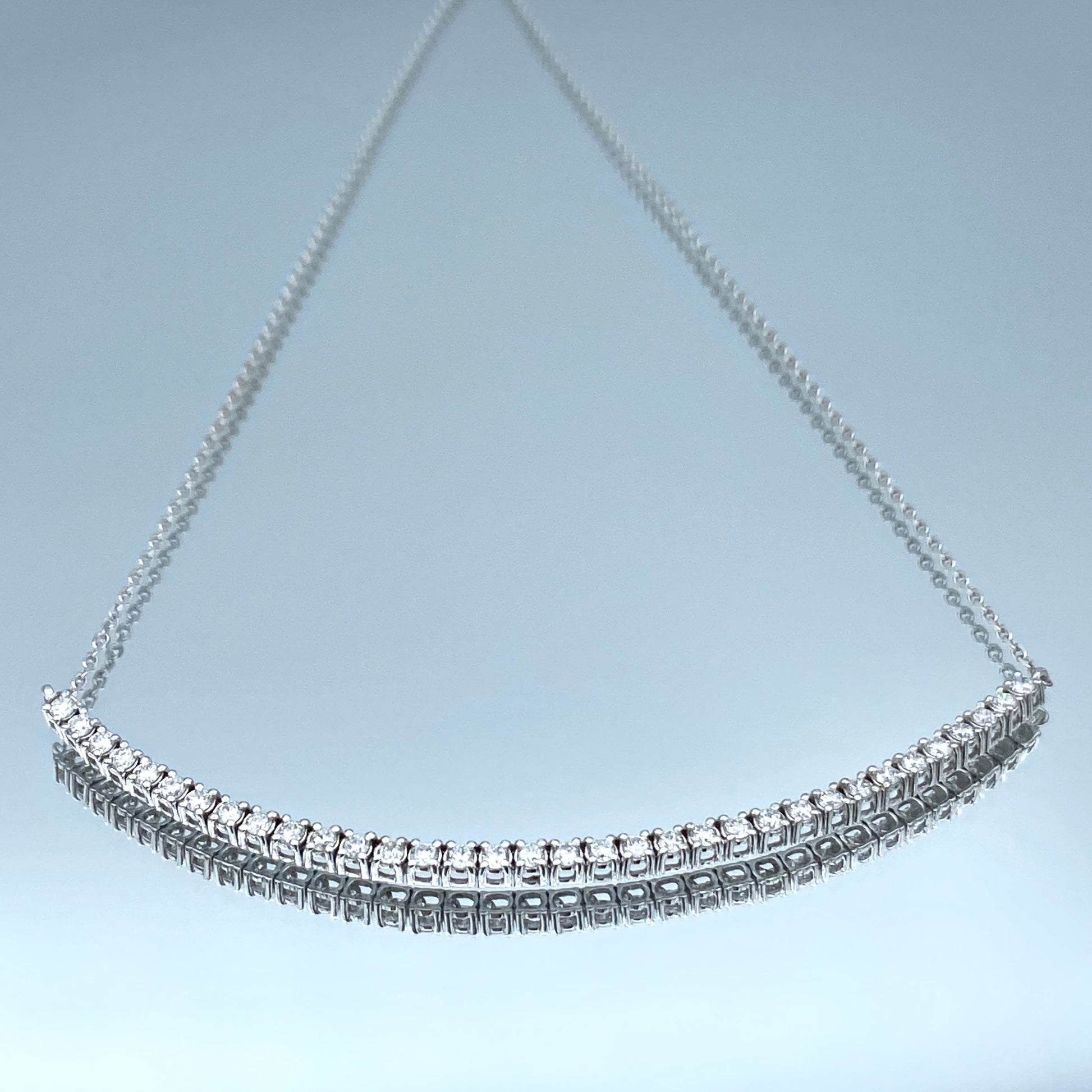 Halfway Diamond Tennis Chain Necklace in 14K White Gold - L and L Jewelry