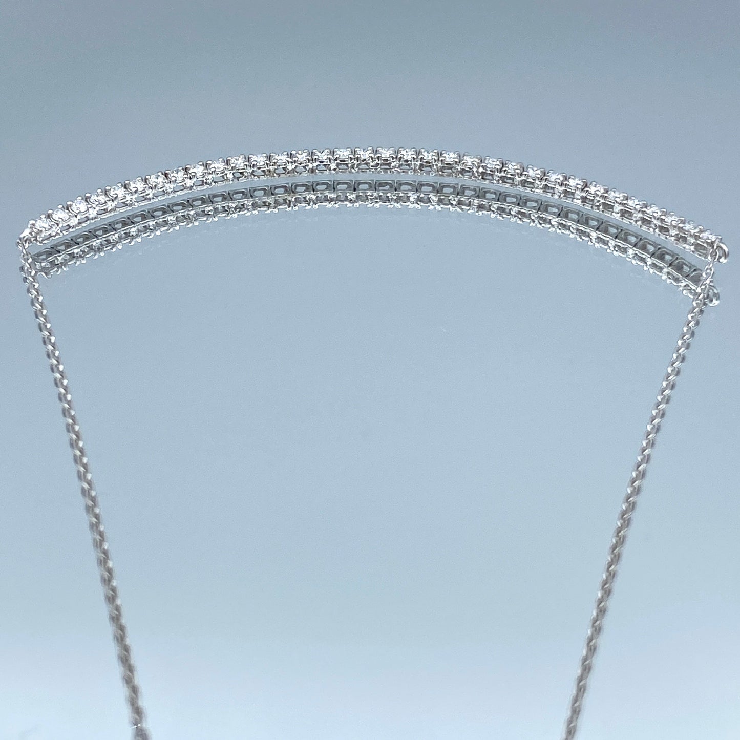 Halfway Diamond Tennis Chain Necklace in 14K White Gold - L and L Jewelry