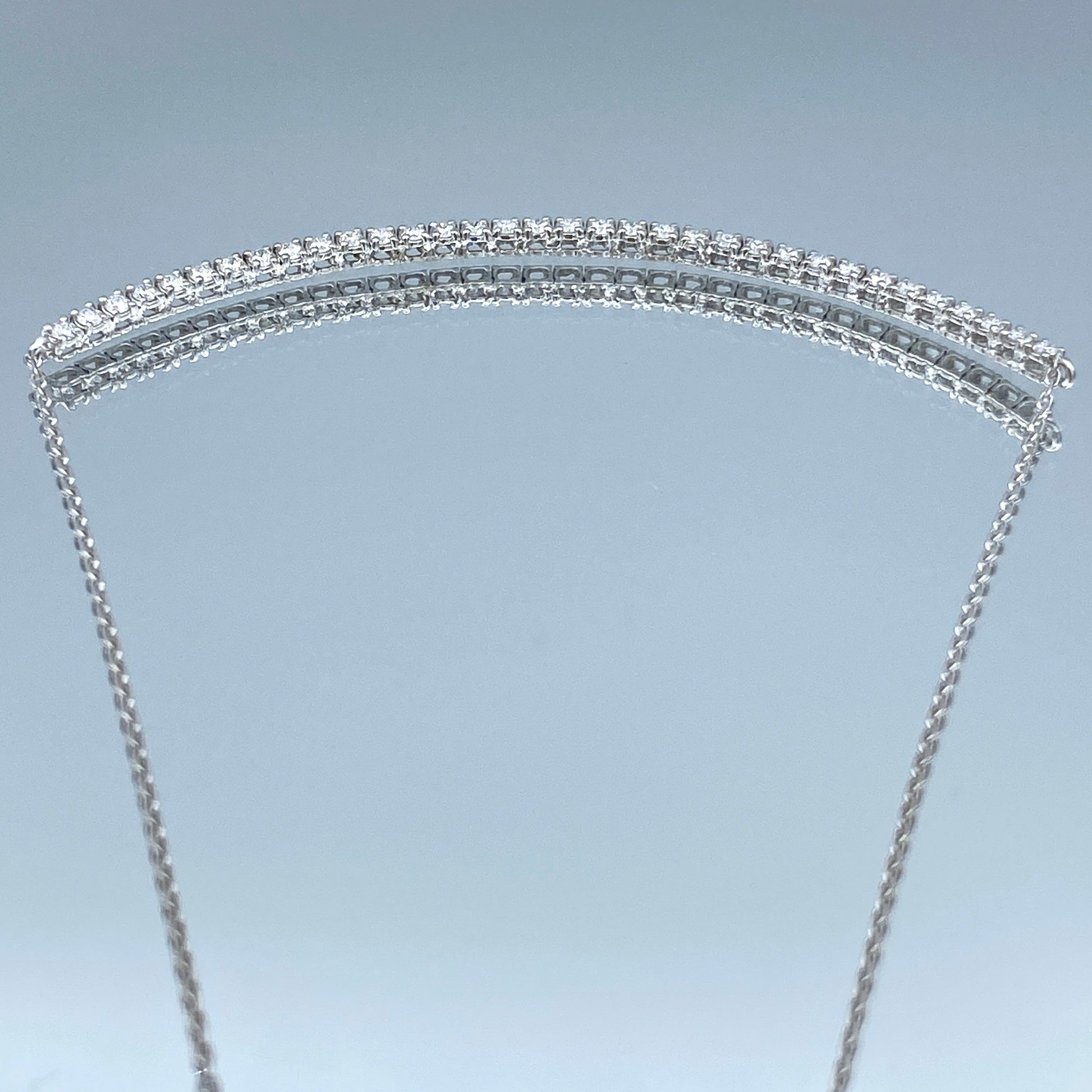 Halfway Diamond Tennis Chain Necklace in 14K White Gold - L and L Jewelry