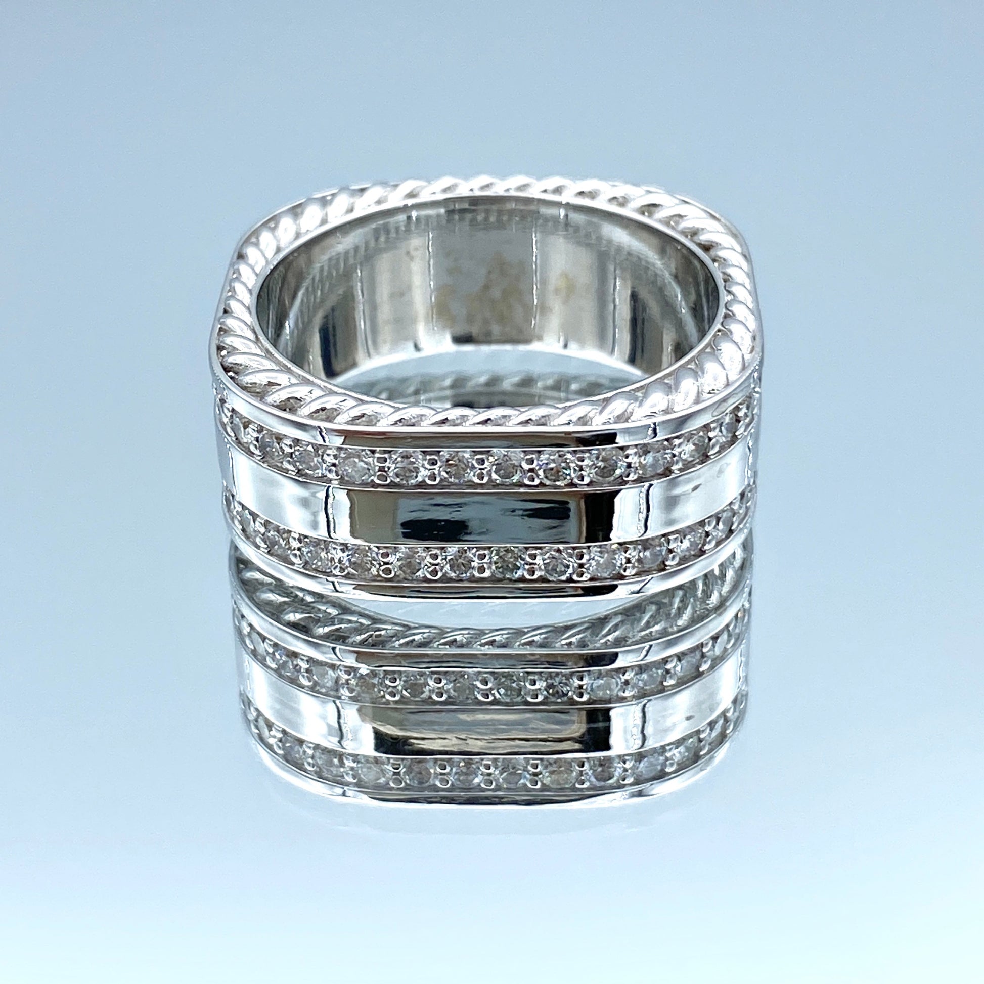 Men's Ring with Round Brilliant-Cut Diamonds in 14K White Gold - L and L Jewelry