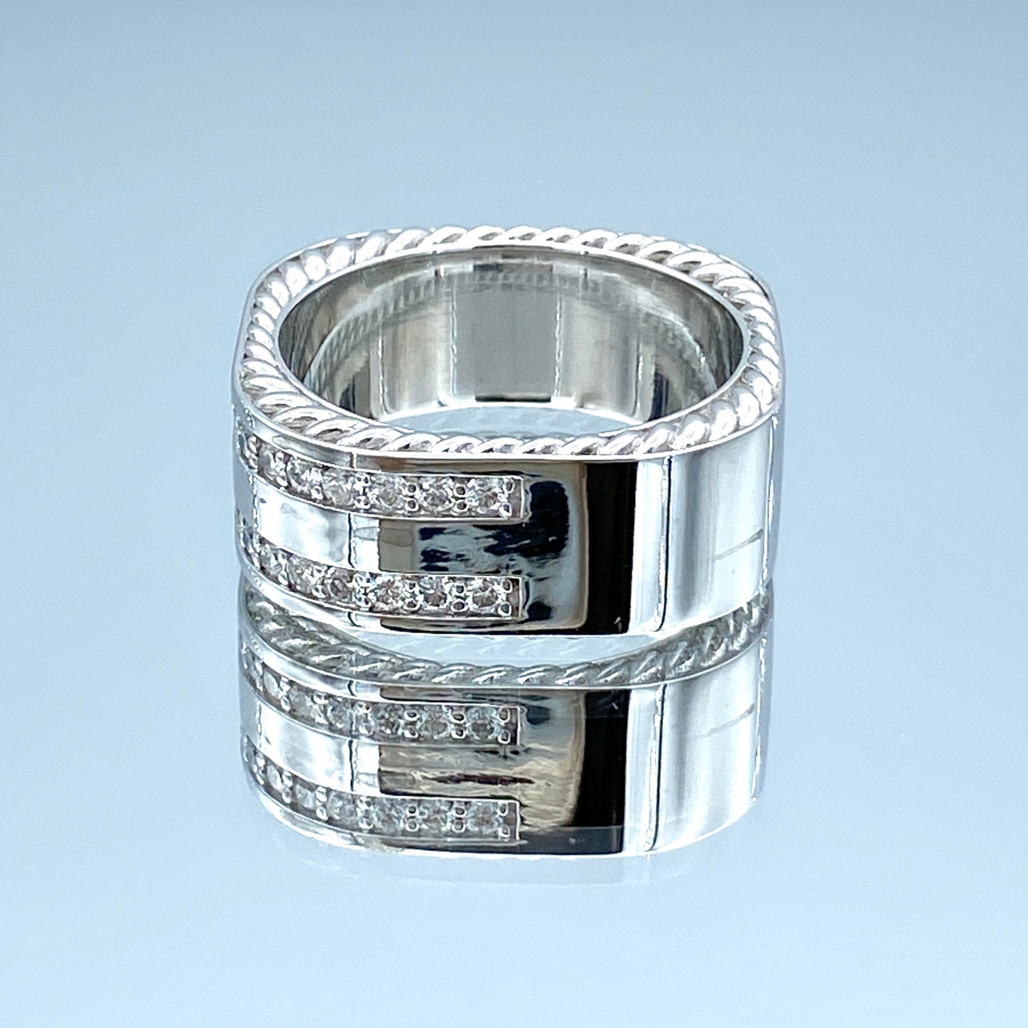 Men's Ring with Round Brilliant-Cut Diamonds in 14K White Gold - L and L Jewelry