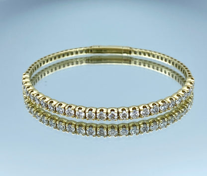 Halfway Diamond Bangle Bracelet in 14K Yellow Gold - L and L Jewelry