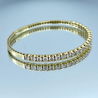 Halfway Diamond Bangle Bracelet in 14K Yellow Gold - L and L Jewelry