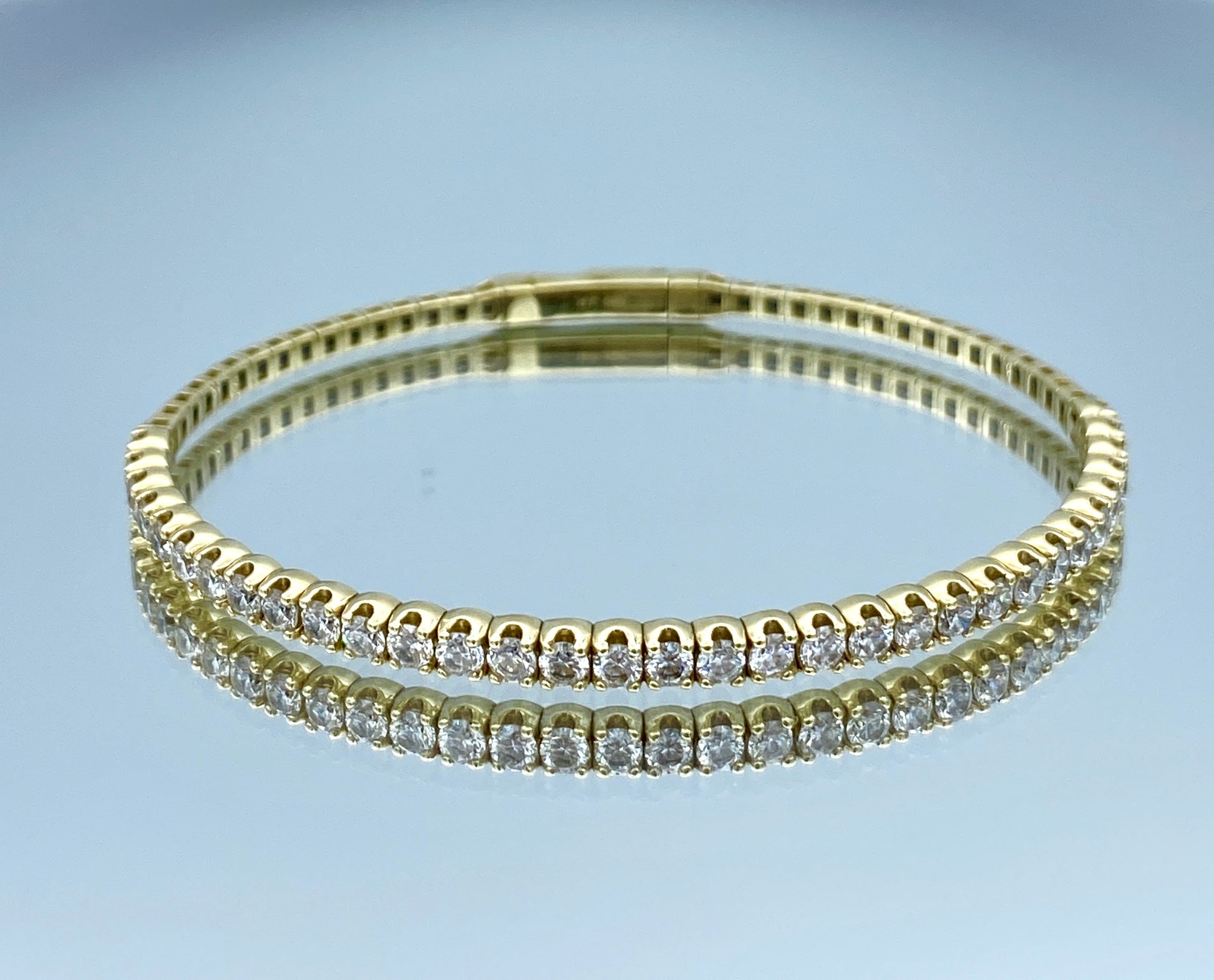 Halfway Diamond Bangle Bracelet in 14K Yellow Gold - L and L Jewelry