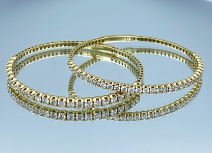 Halfway Diamond Bangle Bracelet in 14K Yellow Gold - L and L Jewelry