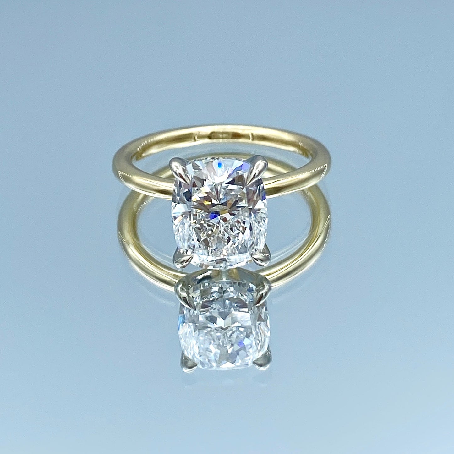 Cushion-Cut Diamond Engagement Ring in 14K Yellow Gold - L and L Jewelry