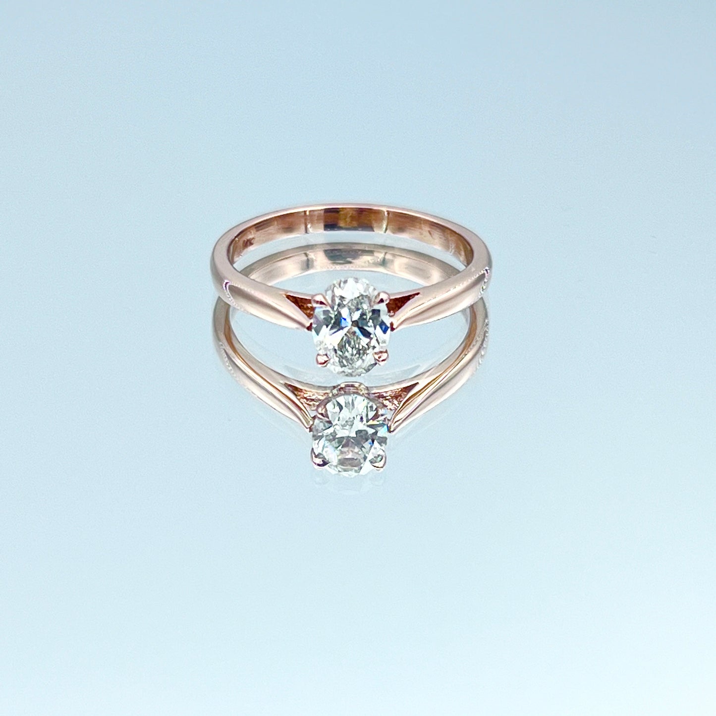 Solitaire Oval-Cut Diamond Engagement Ring in 14K Rose Gold - L and L Jewelry