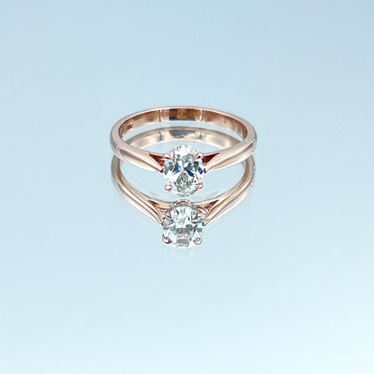 Solitaire Oval-Cut Diamond Engagement Ring in 14K Rose Gold - L and L Jewelry