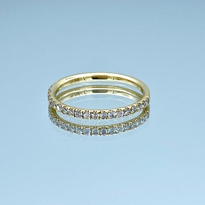 Round Brilliant-Cut Diamond Halfway Eternity Ring in 14K Yellow Gold - L and L Jewelry