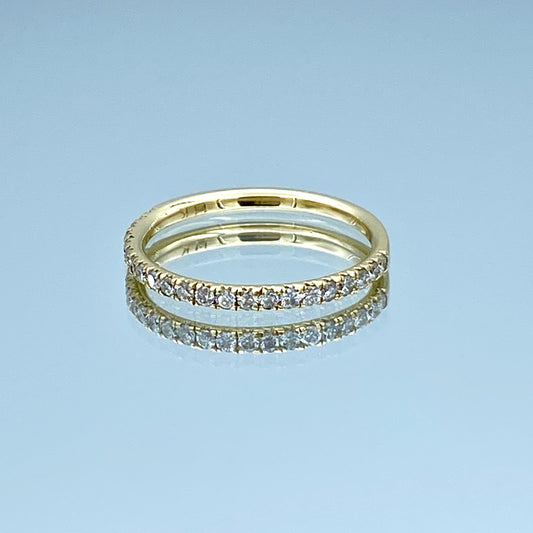 Round Brilliant-Cut Diamond Halfway Eternity Ring in 14K Yellow Gold - L and L Jewelry