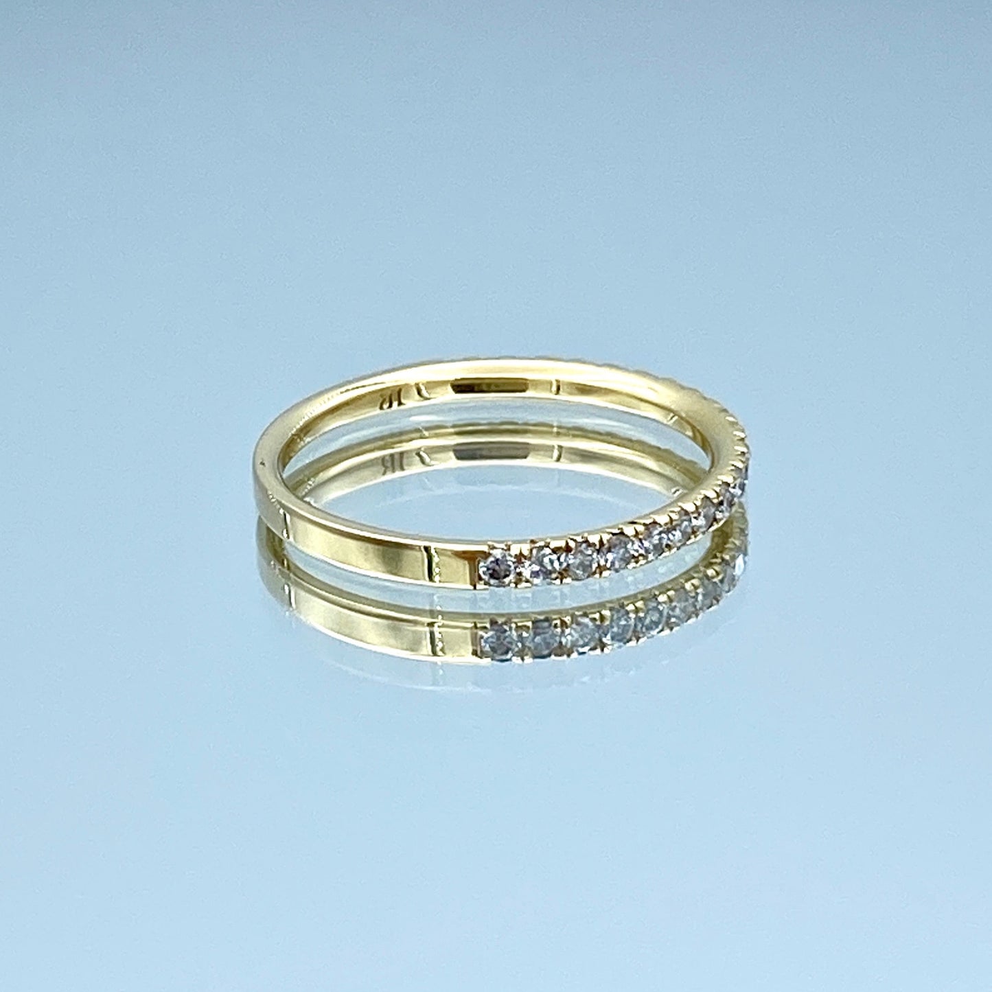 Round Brilliant-Cut Diamond Halfway Eternity Ring in 14K Yellow Gold - L and L Jewelry