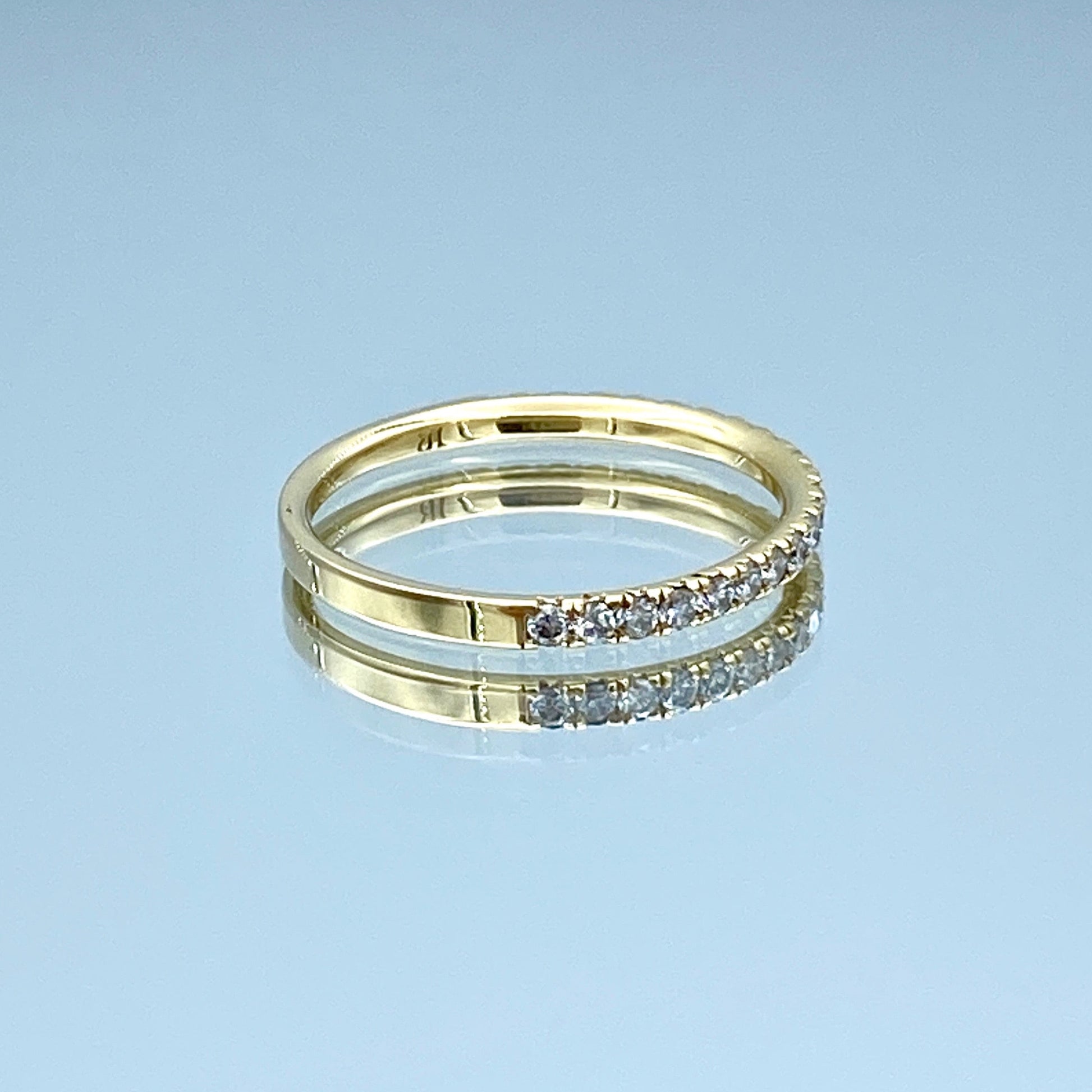 Round Brilliant-Cut Diamond Halfway Eternity Ring in 14K Yellow Gold - L and L Jewelry