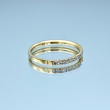 Round Brilliant-Cut Diamond Halfway Eternity Ring in 14K Yellow Gold - L and L Jewelry