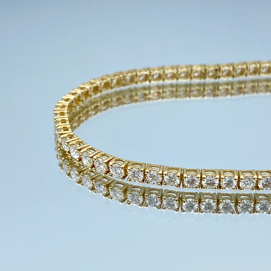 Round Brilliant-Cut Diamond Tennis Bracelet in 14K Yellow Gold - L and L Jewelry