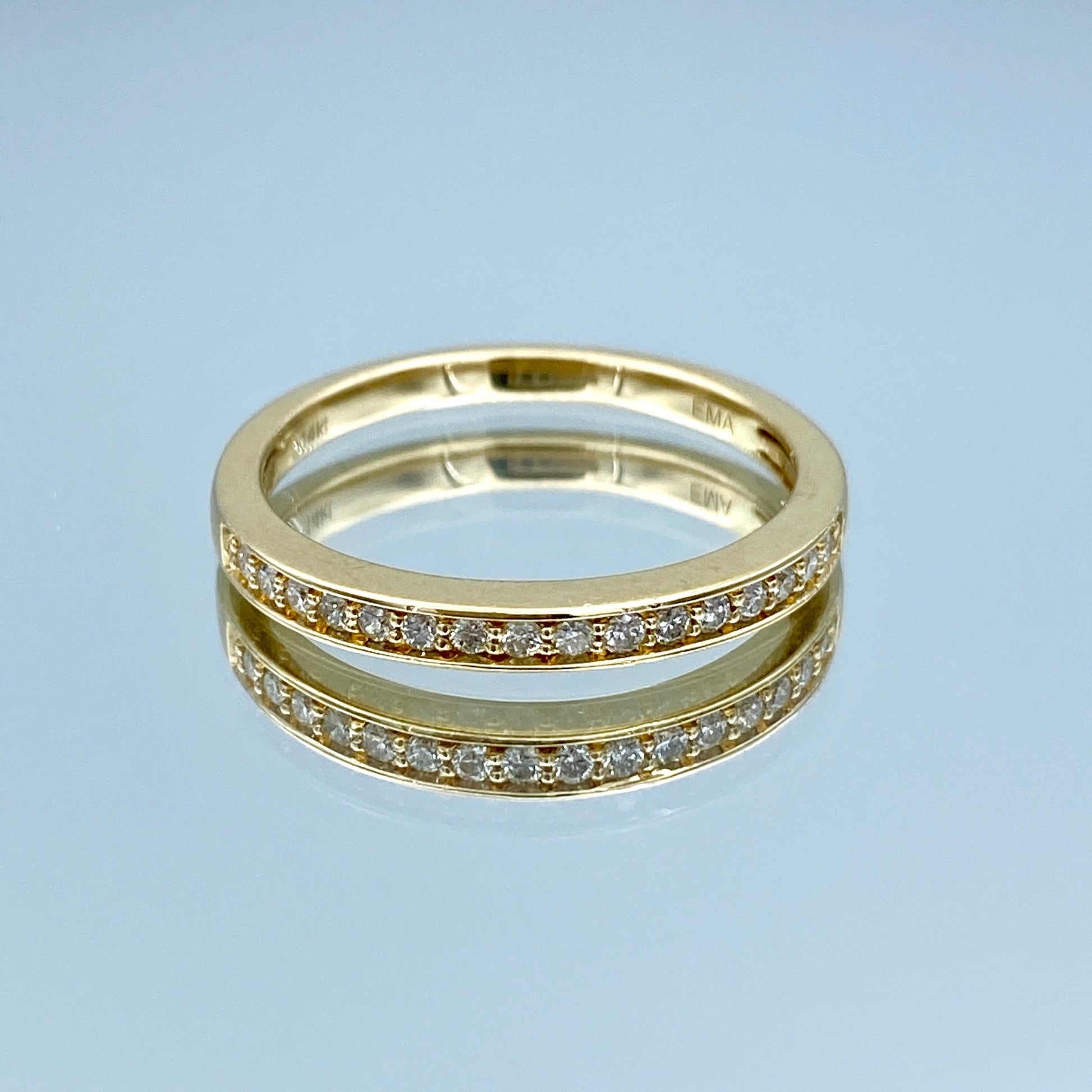 Round-Cut Diamond Halfway Ring in 14K Yellow Gold - L and L Jewelry