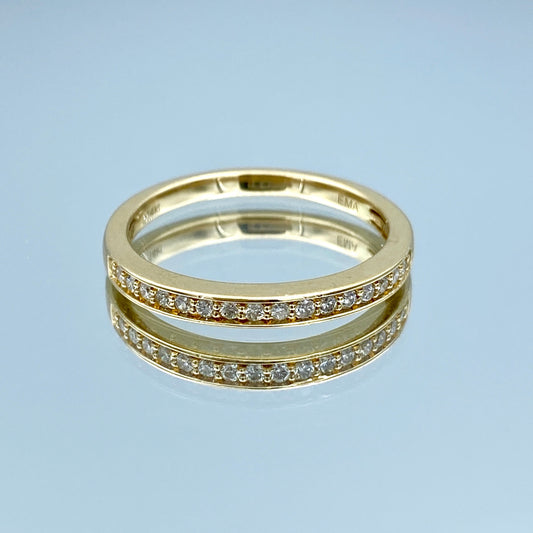 Round-Cut Diamond Halfway Ring in 14K Yellow Gold - L and L Jewelry