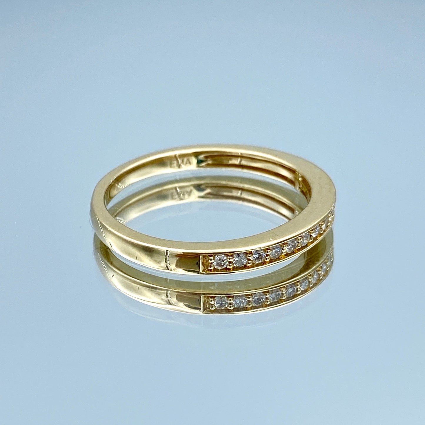 Round-Cut Diamond Halfway Ring in 14K Yellow Gold - L and L Jewelry