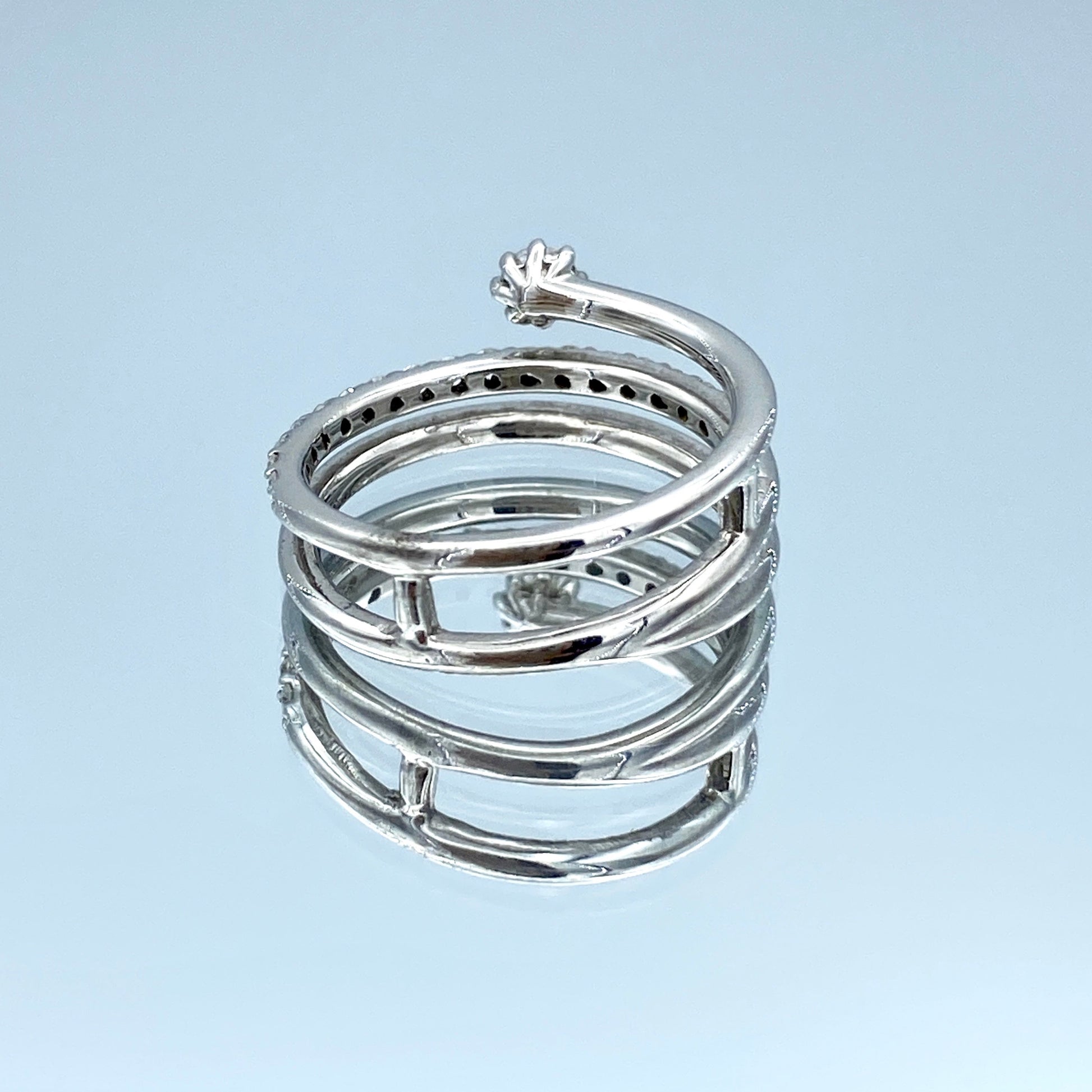 Round-Cut Diamond Spiral Ring in 14K White Gold - L and L Jewelry