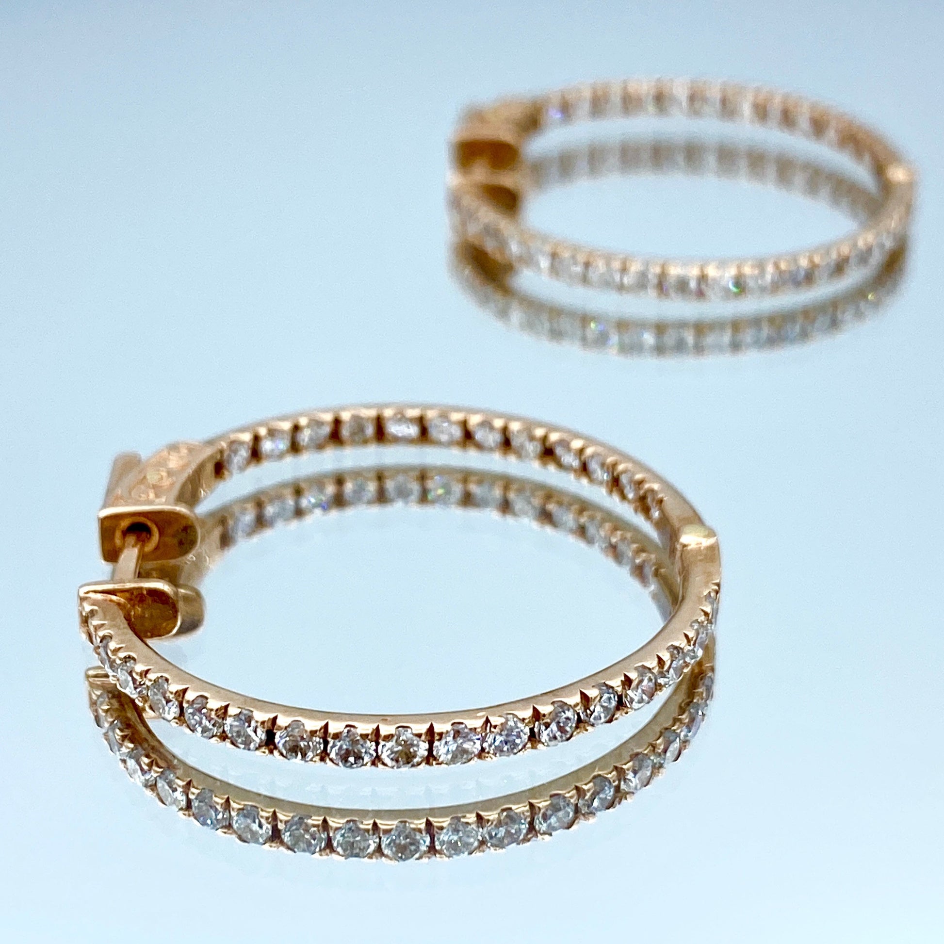 Inside-Out Diamond Hoop Earrings in 14K Rose Gold - L and L Jewelry