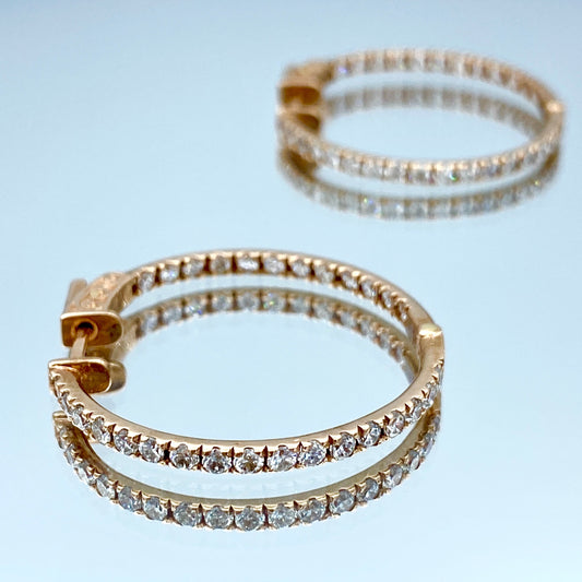 Inside-Out Diamond Hoop Earrings in 14K Rose Gold - L and L Jewelry