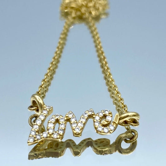 Script Love Diamond Pendant in 14K Yellow Gold - L and L Jewelry