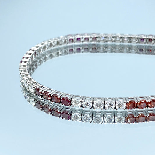 Purple Diamond and White Diamond Tennis Bracelet in 14K White Gold - L and L Jewelry