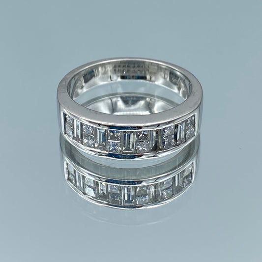 Channel Setting Diamond Ring in 18K White Gold - L and L Jewelry