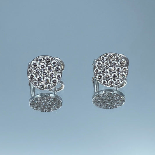 Cluster Diamond Stud Earrings in 14K White Gold - L and L Jewelry