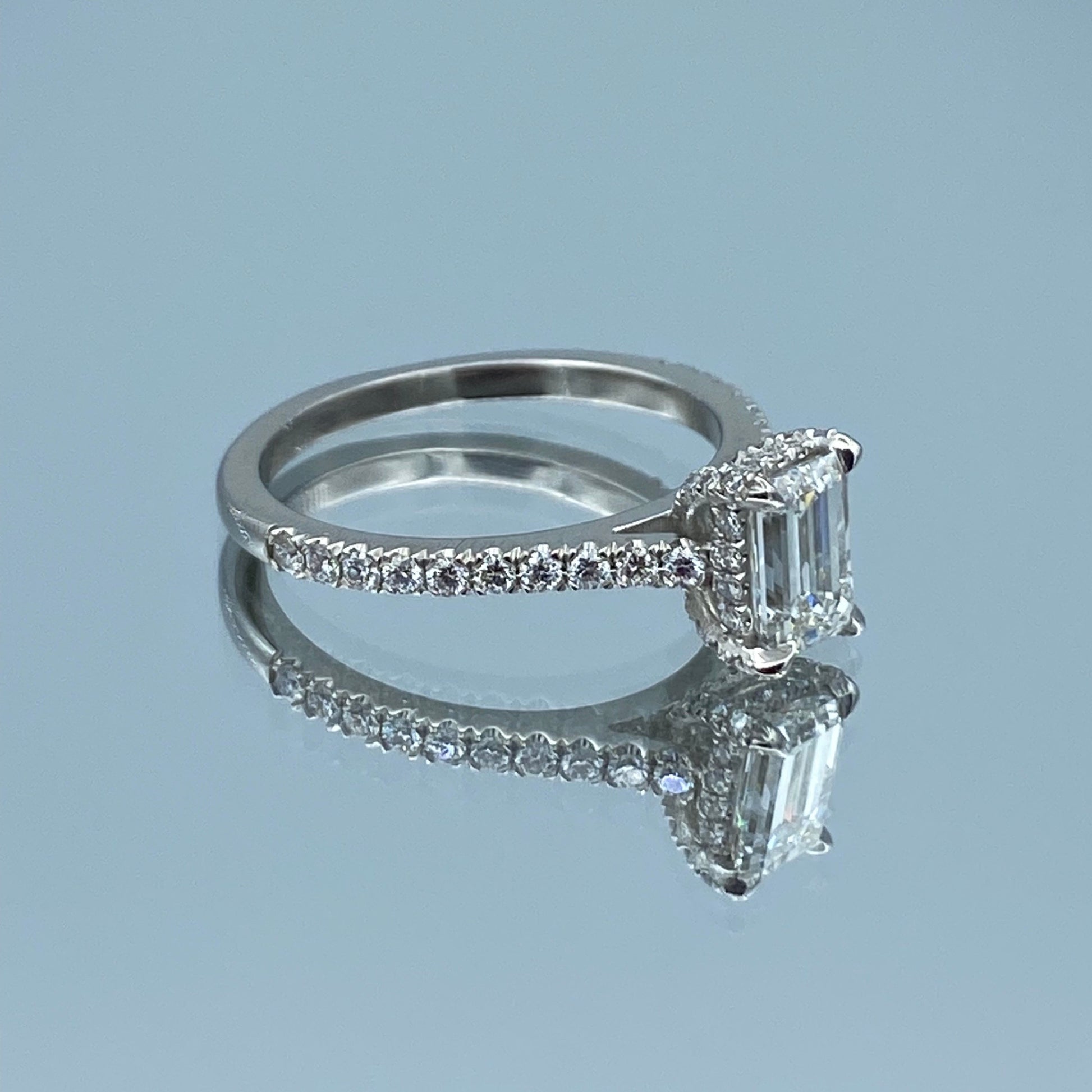 Emerald-Cut Diamond Engagement Ring in 14K White Gold - L and L Jewelry