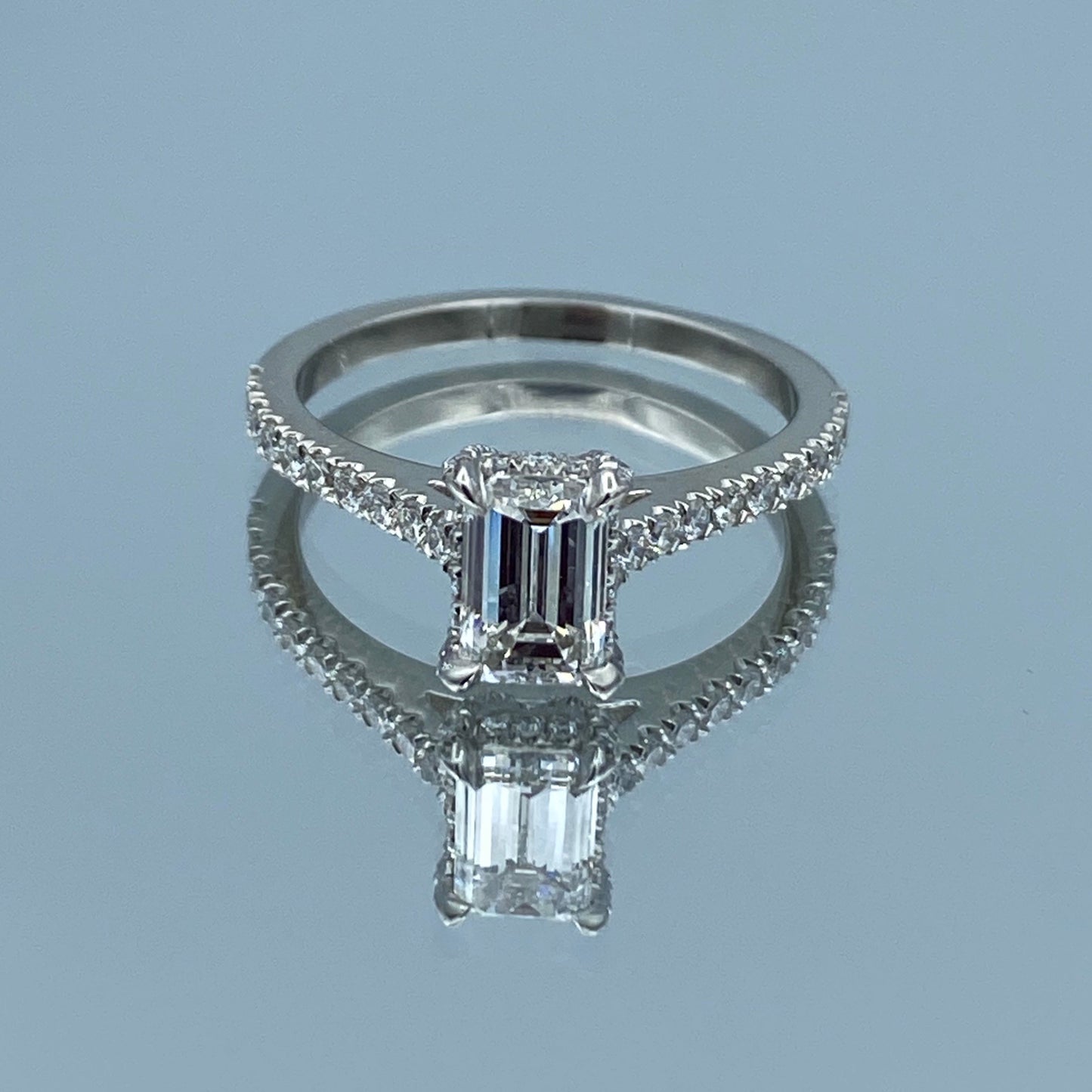 Emerald-Cut Diamond Engagement Ring in 14K White Gold - L and L Jewelry